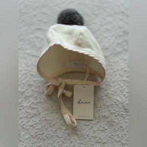 Briar Baby Bonnet with Gray Pom